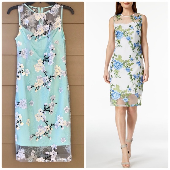 Calvin Klein Dresses & Skirts - ⭐️HP⭐️Calvin Klein Floral Embroidered Mesh Dress